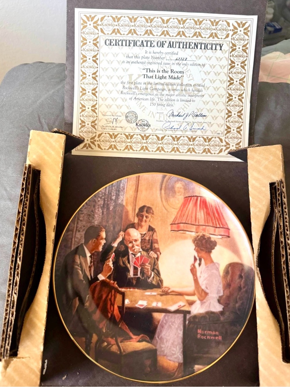 Norman Rockwell Brown and Gold Decorative Collector Plate